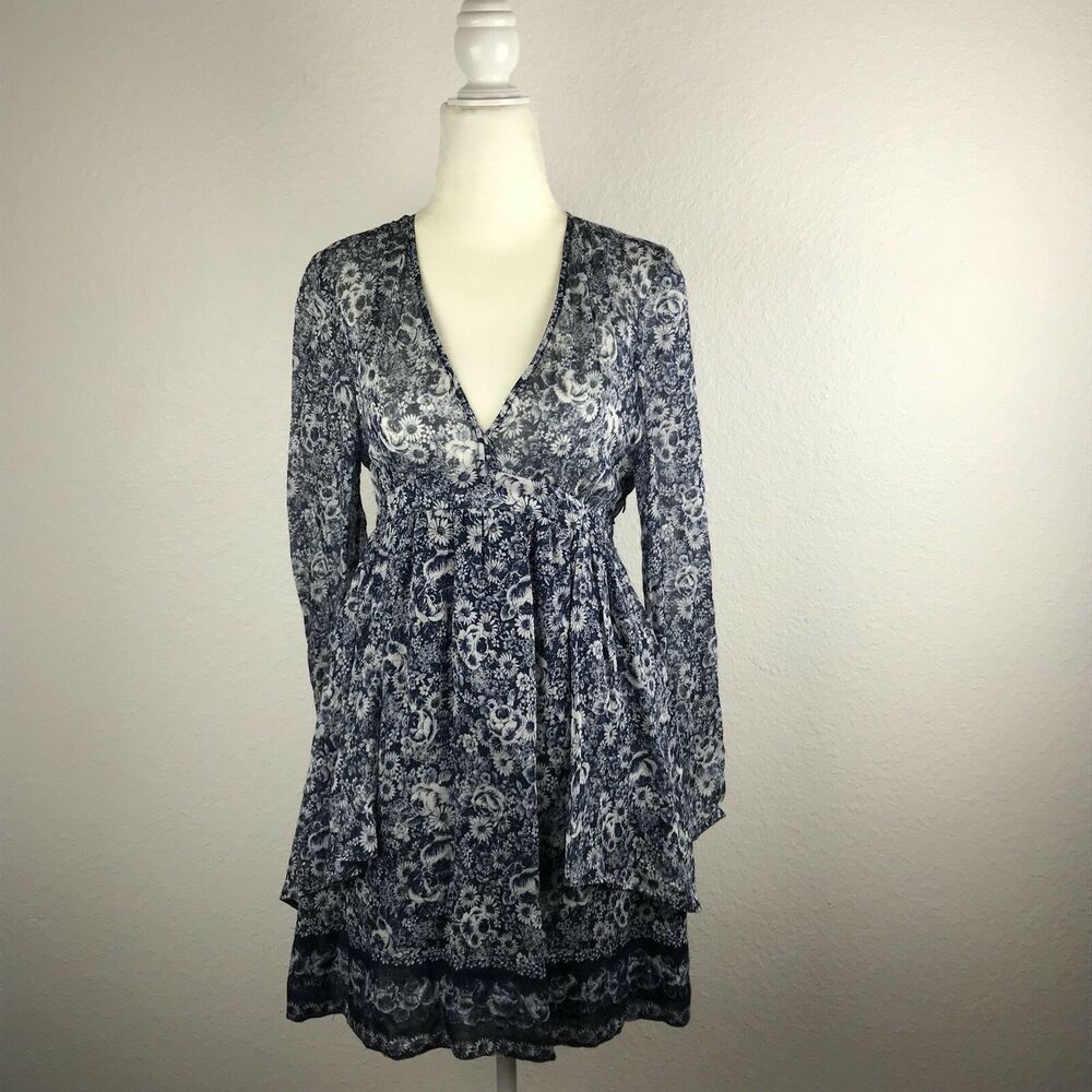 Band of Outsiders Floral Print Tiered Dress FLAW